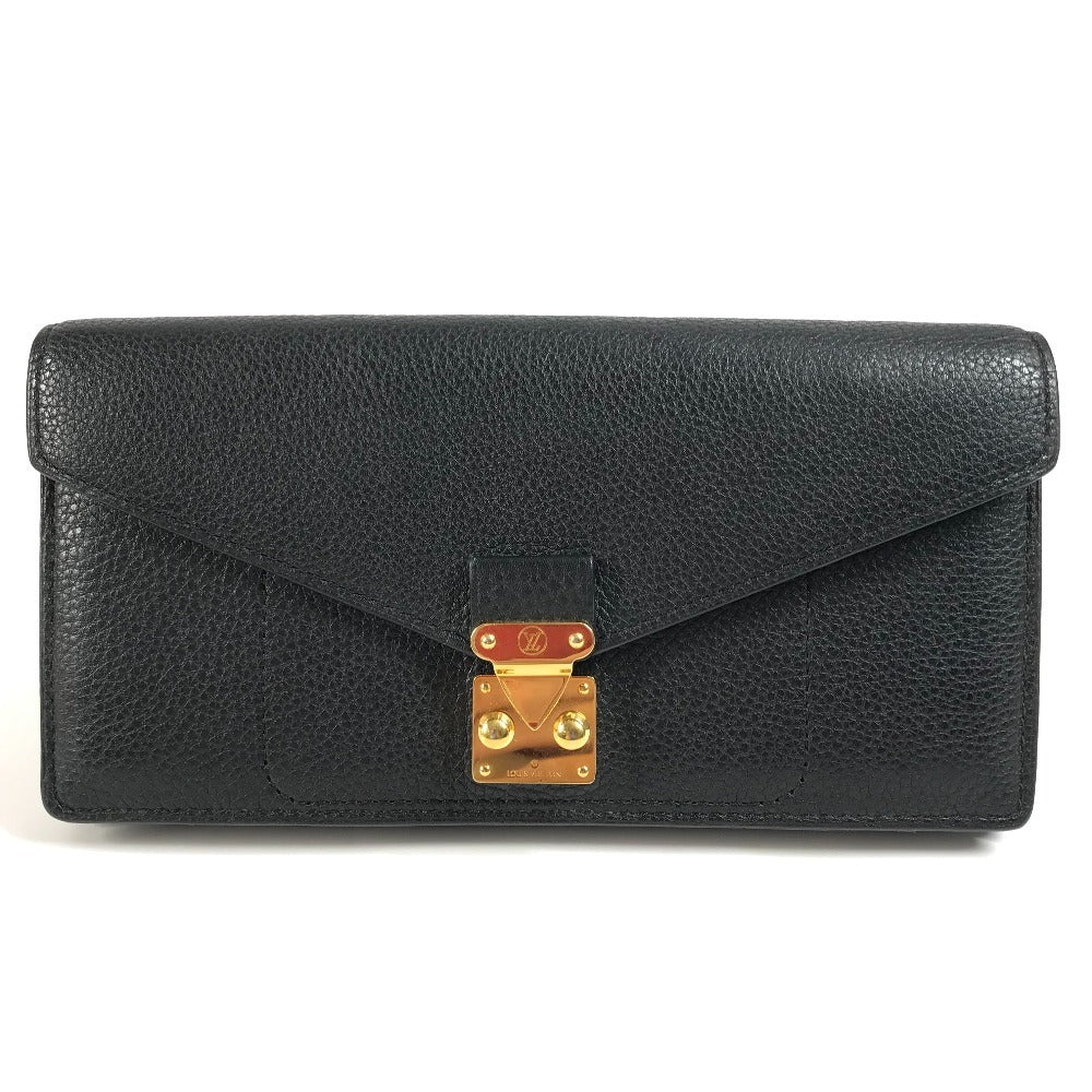 LOUIS VUITTON Long Wallet, Bifold, Flap, Calf Leather, Unisex, Black