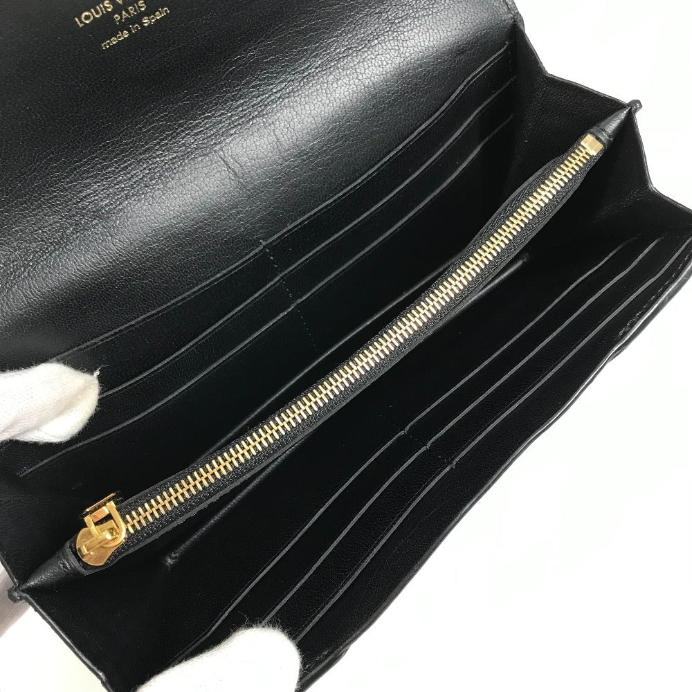 LOUIS VUITTON Long Wallet, Bifold, Flap, Calf Leather, Unisex, Black