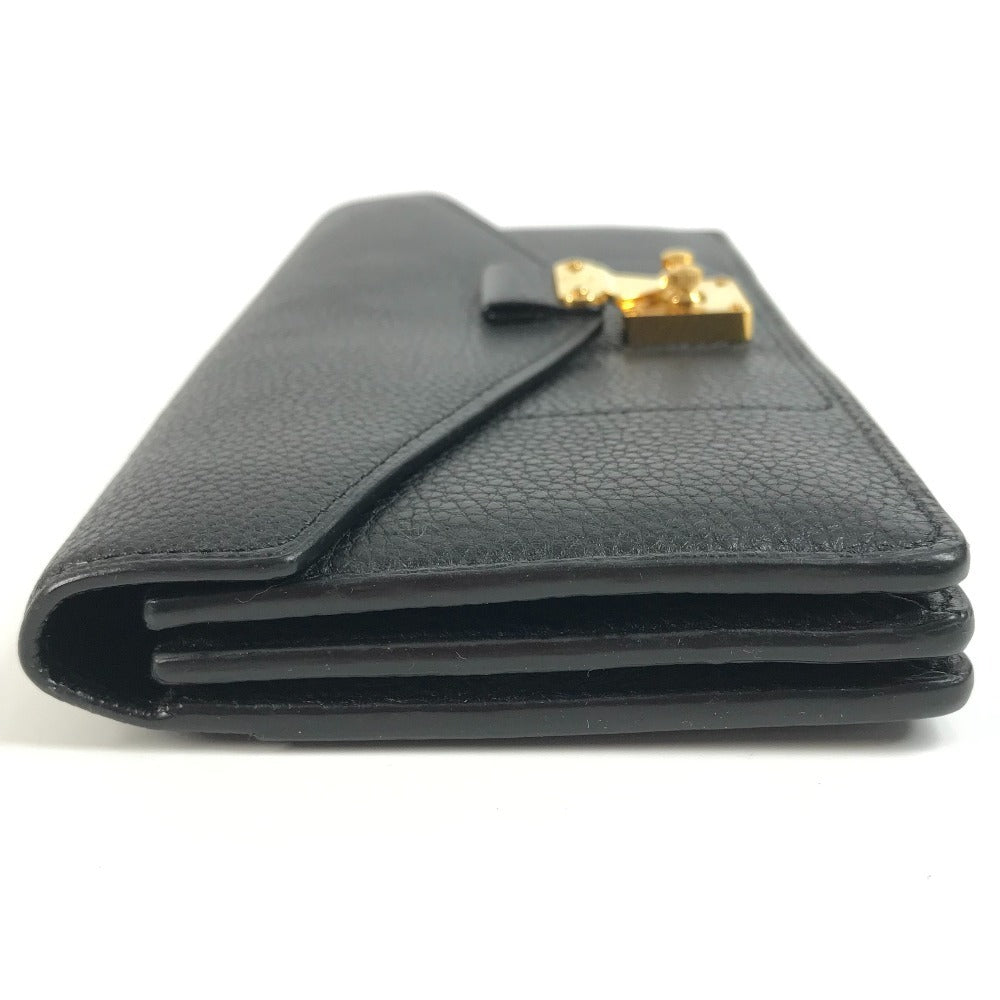 LOUIS VUITTON Long Wallet, Bifold, Flap, Calf Leather, Unisex, Black
