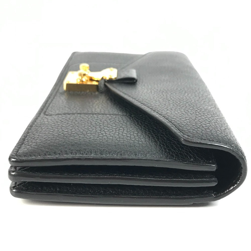 LOUIS VUITTON Long Wallet, Bifold, Flap, Calf Leather, Unisex, Black