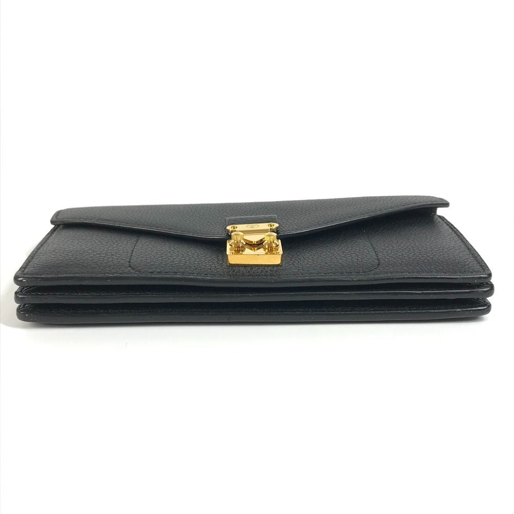 LOUIS VUITTON Long Wallet, Bifold, Flap, Calf Leather, Unisex, Black