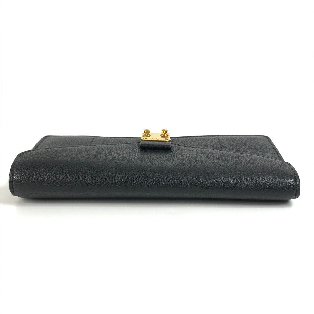 LOUIS VUITTON Long Wallet, Bifold, Flap, Calf Leather, Unisex, Black