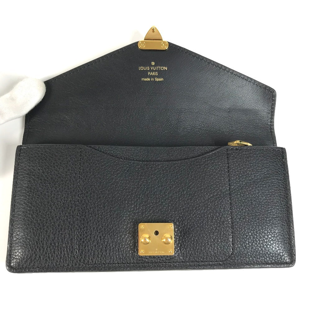 LOUIS VUITTON Long Wallet, Bifold, Flap, Calf Leather, Unisex, Black