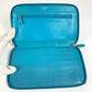 CHANEL Camellia CC Coco Mark Round Zipper Long Wallet Leather Women's Blue