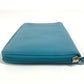 CHANEL Camellia CC Coco Mark Round Zipper Long Wallet Leather Women's Blue