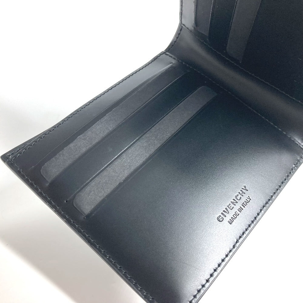 GIVENCHY Logo Billfold Compact Wallet Bifold Leather Unisex Black