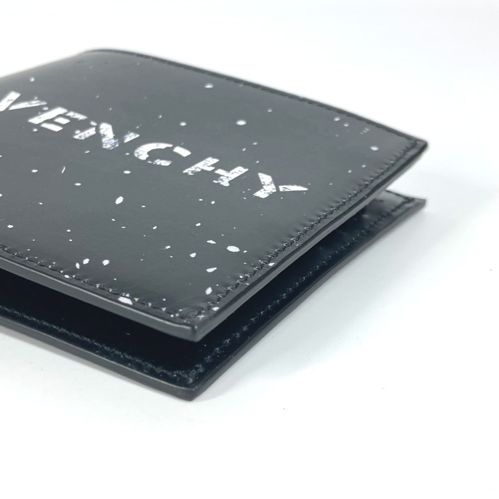 GIVENCHY Logo Billfold Compact Wallet Bifold Leather Unisex Black