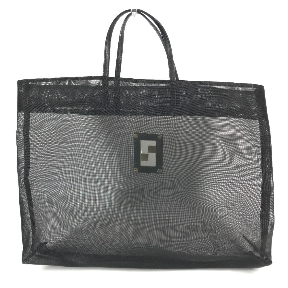 FENDI FF logo mesh big bag, tote bag, beach bag, handbag, nylon mesh, women's, black