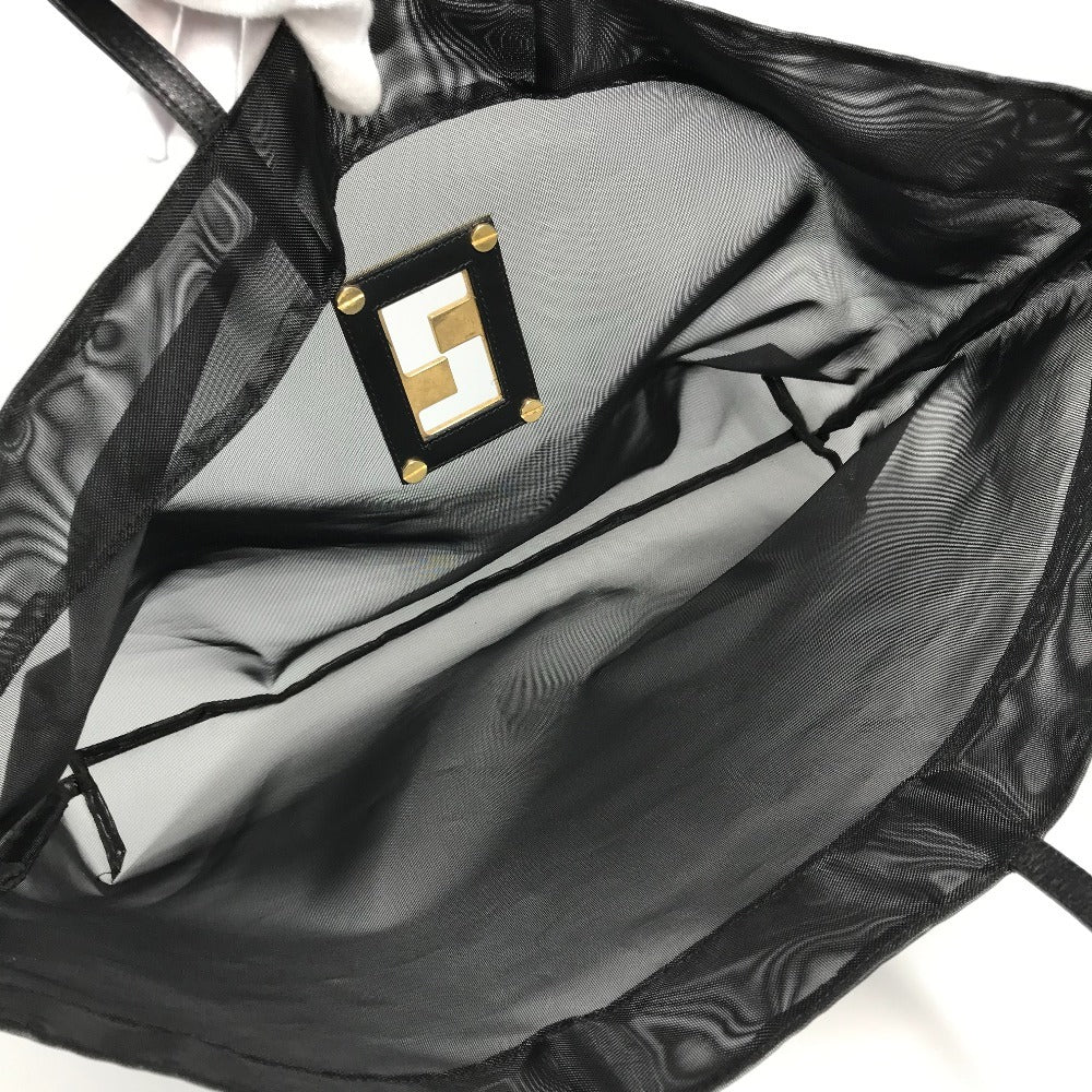 FENDI FF logo mesh big bag, tote bag, beach bag, handbag, nylon mesh, women's, black