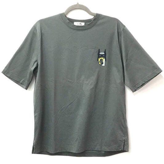HERMES 馬 ホース レザーパッチ 革タグ 半袖 アパレル トップス 半袖Ｔシャツ コットン メンズ グレーカーキ系