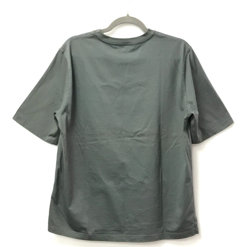 HERMES Horse Leather Patch and Tag Short Sleeve T-Shirt, Cotton, Men's, Gray Khaki