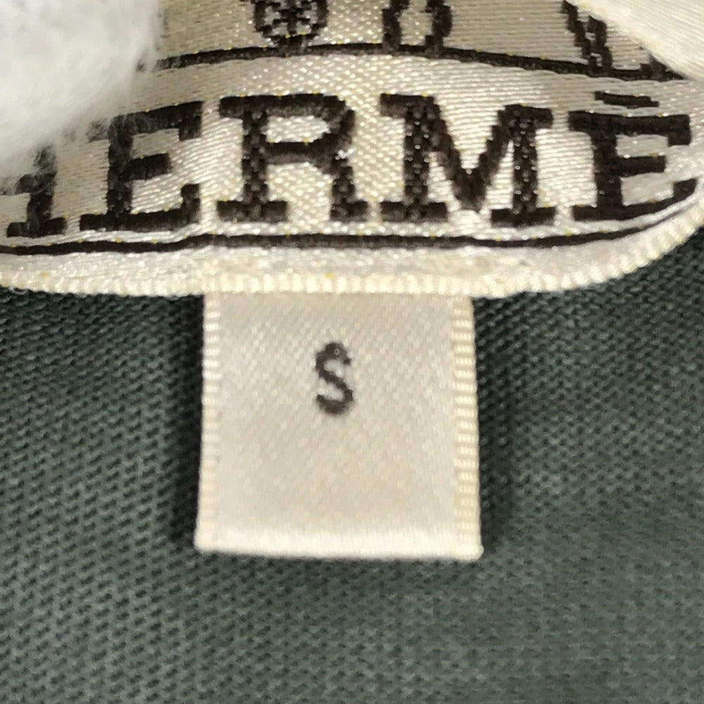 HERMES Horse Leather Patch and Tag Short Sleeve T-Shirt, Cotton, Men's, Gray Khaki