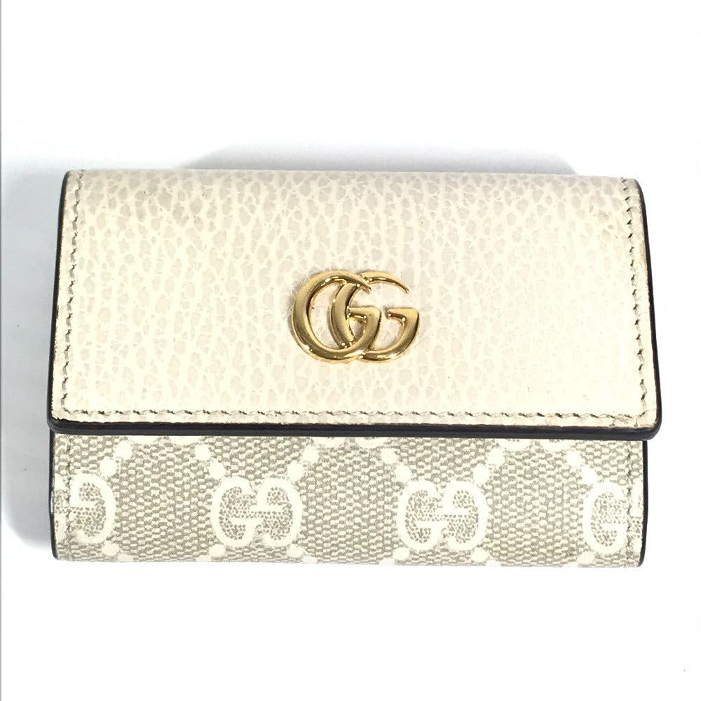 GUCCI 456118 Logo GG 6-Key Case, 6-Key Pouch, PVC/Leather, Unisex, Beige