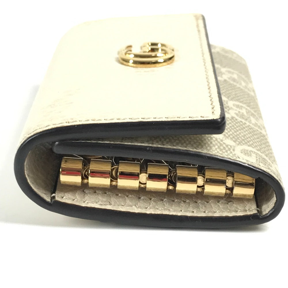 GUCCI 456118 Logo GG 6-Key Case, 6-Key Pouch, PVC/Leather, Unisex, Beige