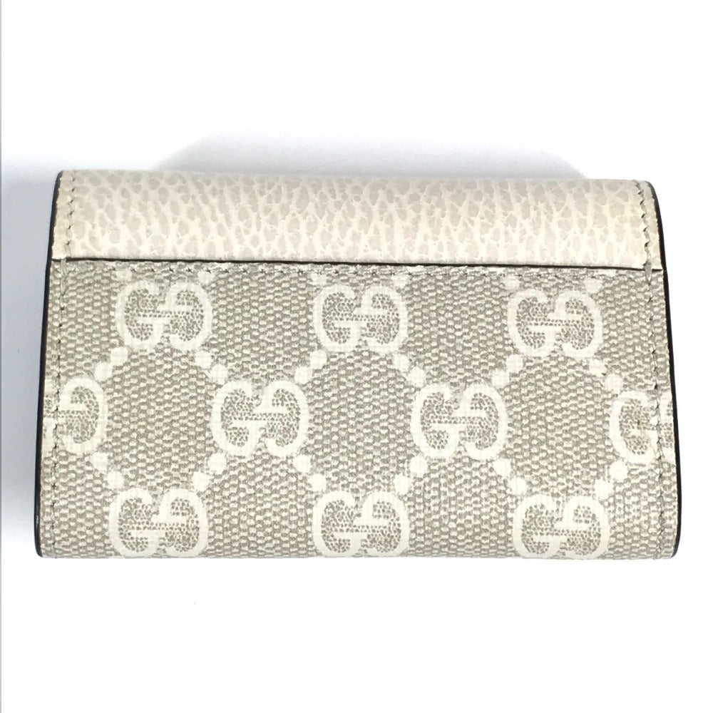 GUCCI 456118 Logo GG 6-Key Case, 6-Key Pouch, PVC/Leather, Unisex, Beige
