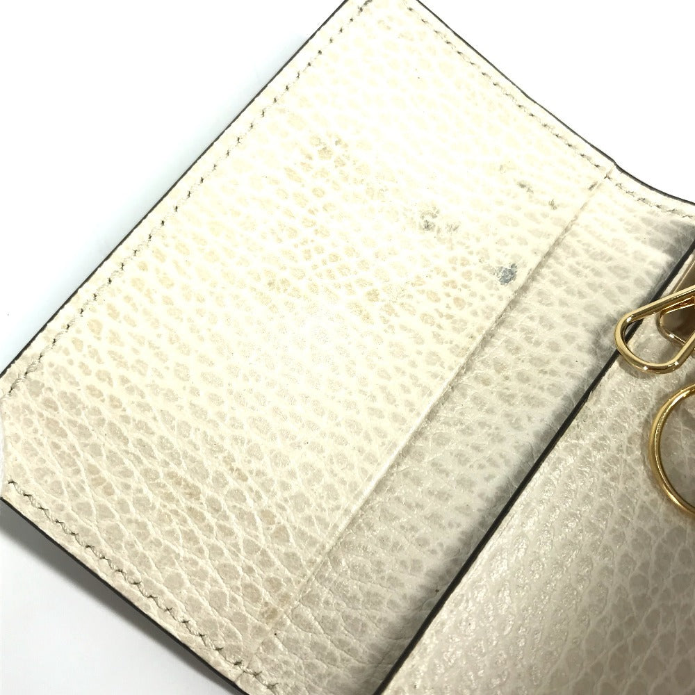 GUCCI 456118 Logo GG 6-Key Case, 6-Key Pouch, PVC/Leather, Unisex, Beige