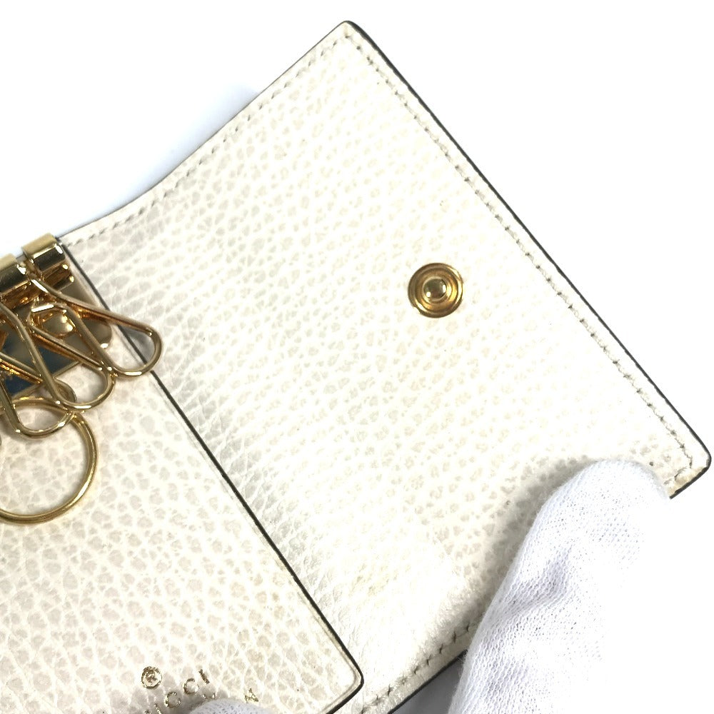 GUCCI 456118 Logo GG 6-Key Case, 6-Key Pouch, PVC/Leather, Unisex, Beige