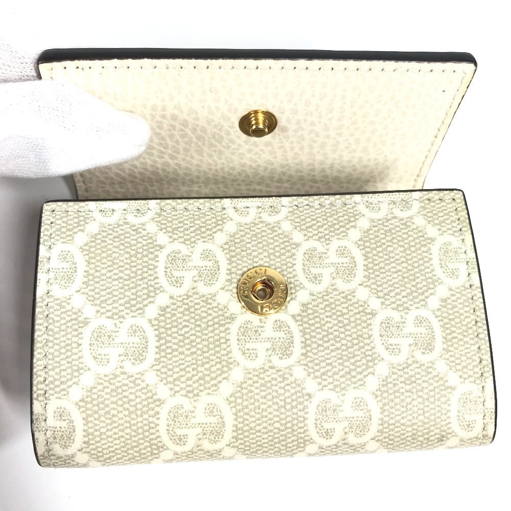 GUCCI 456118 Logo GG 6-Key Case, 6-Key Pouch, PVC/Leather, Unisex, Beige