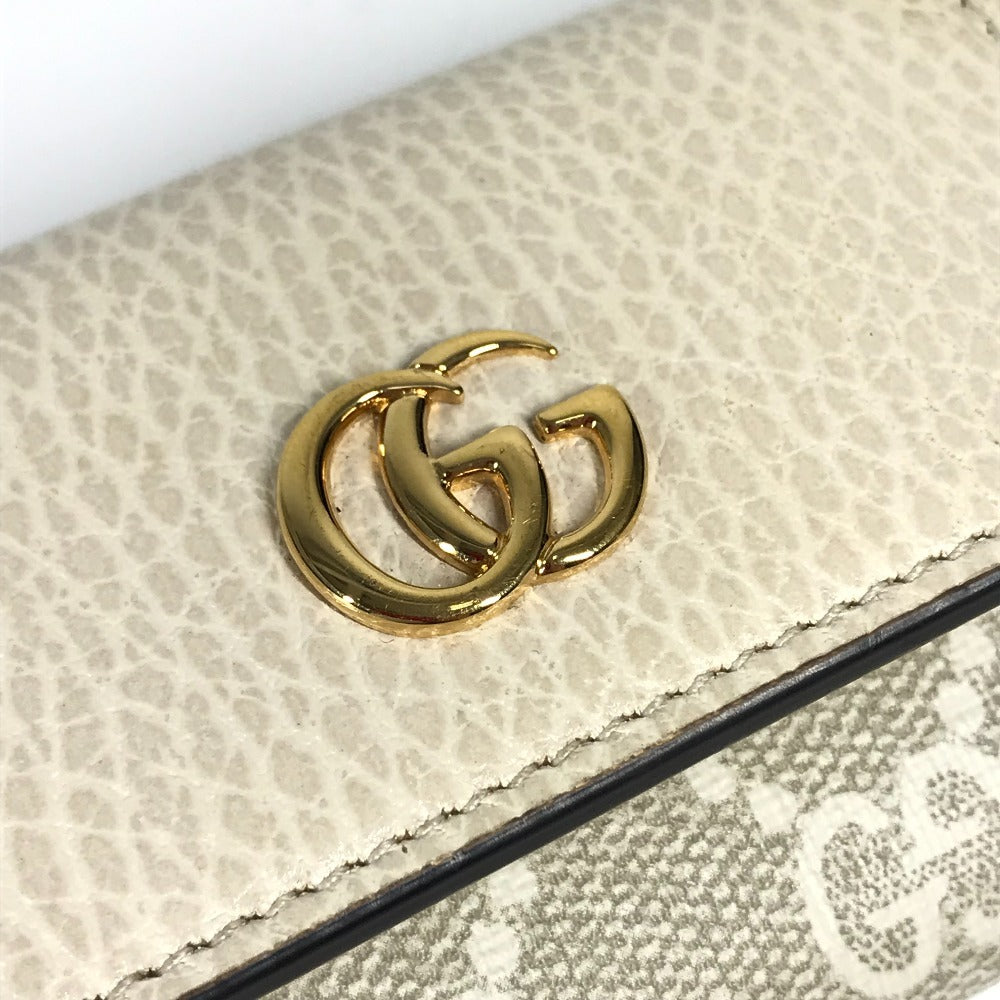 GUCCI 456118 Logo GG 6-Key Case, 6-Key Pouch, PVC/Leather, Unisex, Beige