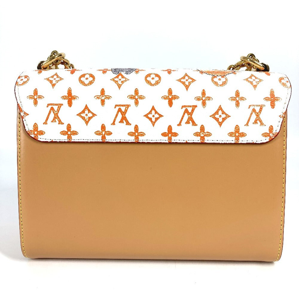 LOUIS VUITTON M44460 Monogram Cat Sack Twist MM Chain Bag, Crossbody Double Chain Shoulder Bag, Monogram Canvas, Women's, Brown White