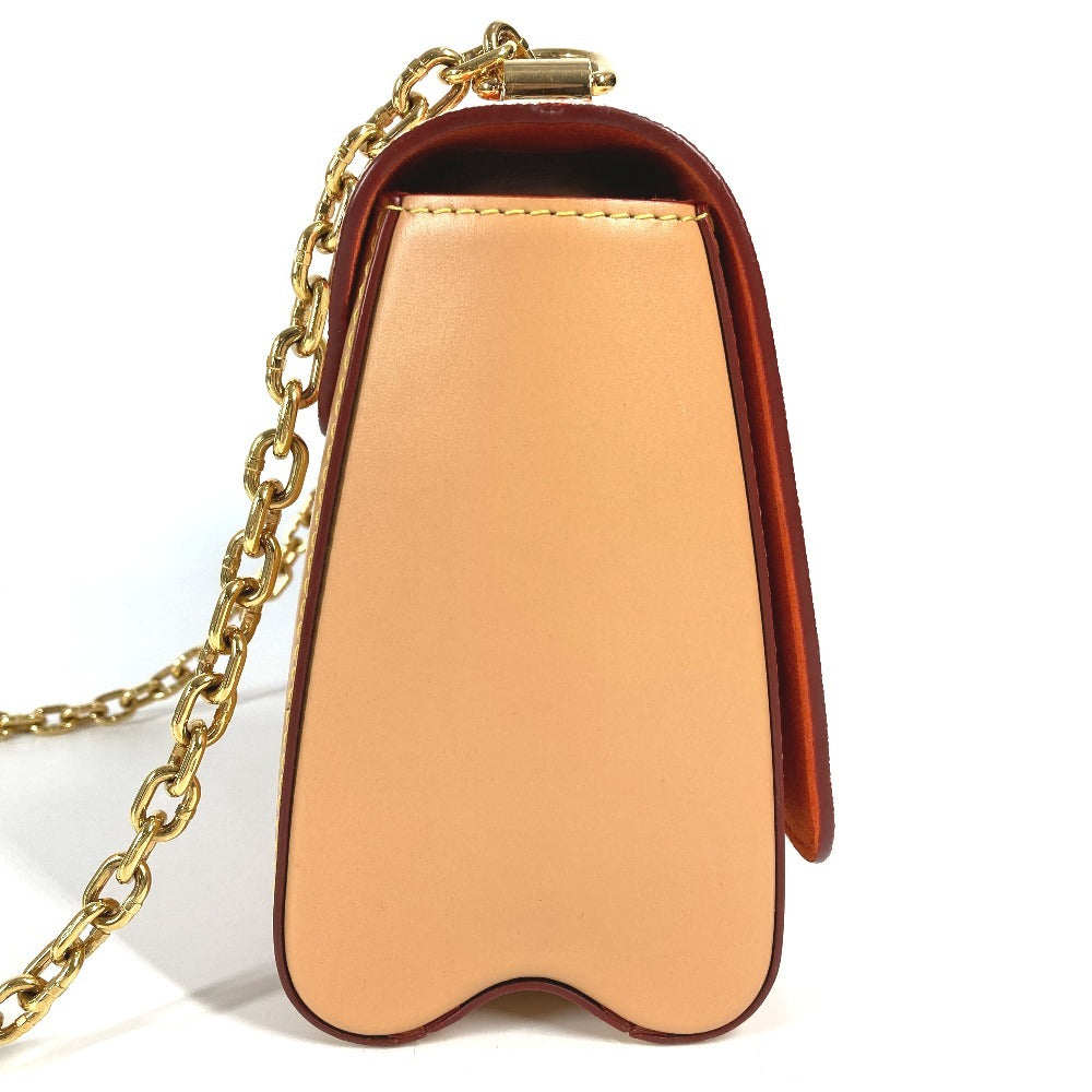 LOUIS VUITTON M44460 Monogram Cat Sack Twist MM Chain Bag, Crossbody Double Chain Shoulder Bag, Monogram Canvas, Women's, Brown White