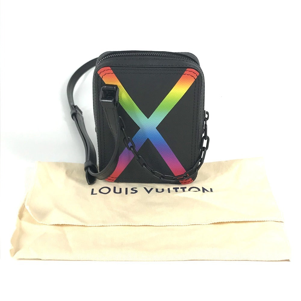 LOUIS VUITTON M30332 タイガ レインボー ダヌーブ・メッセンジャー カバン 斜め掛け ポシェット ショルダーバッグ タイガレザー ユニセックス ブラック