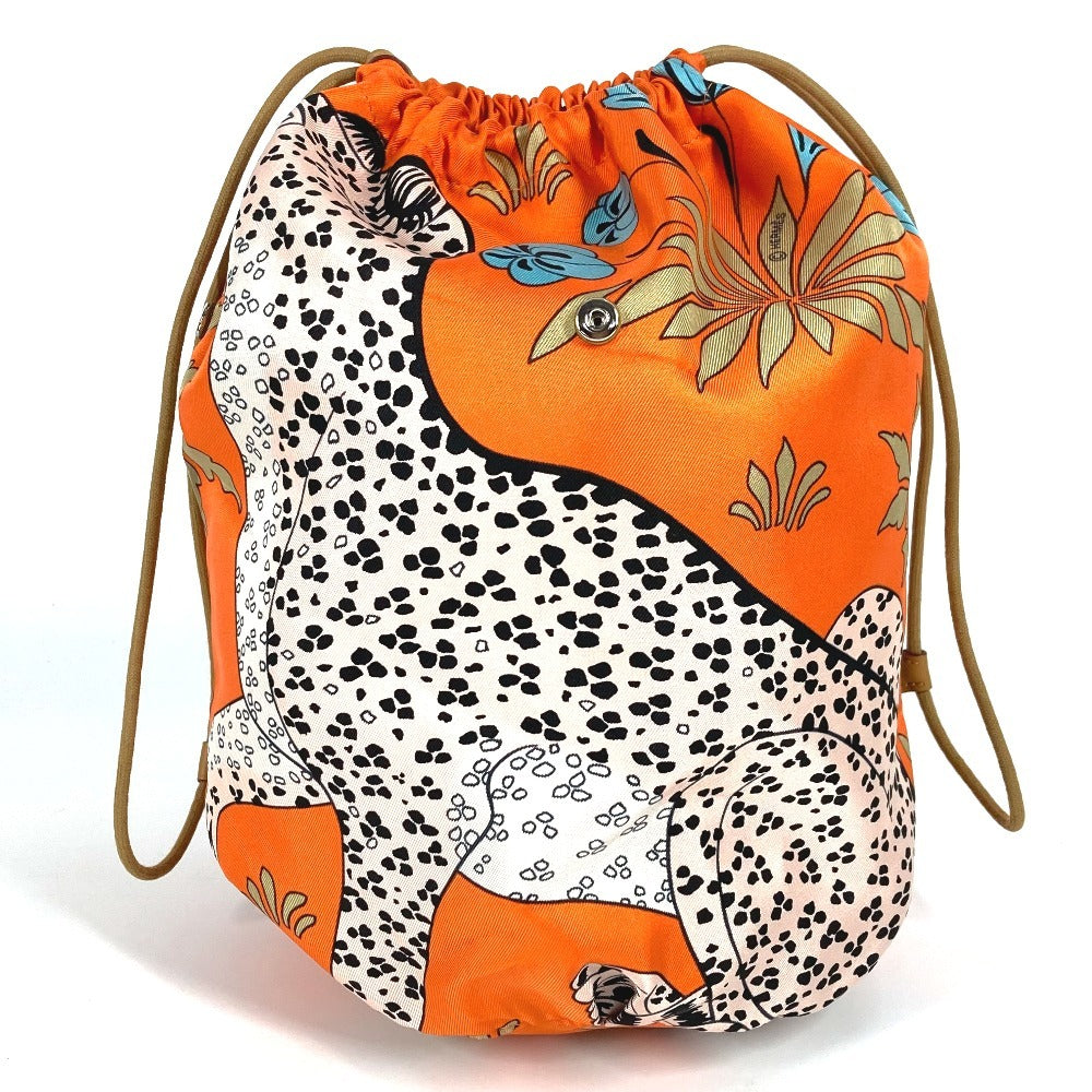HERMES Musardine Multi-Pouch, Leopard Print, Silk, Orange, Women's