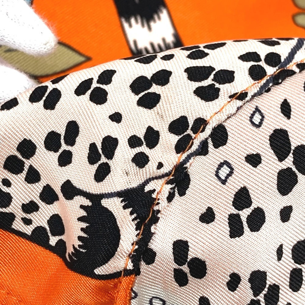 HERMES Musardine Multi-Pouch, Leopard Print, Silk, Orange, Women's
