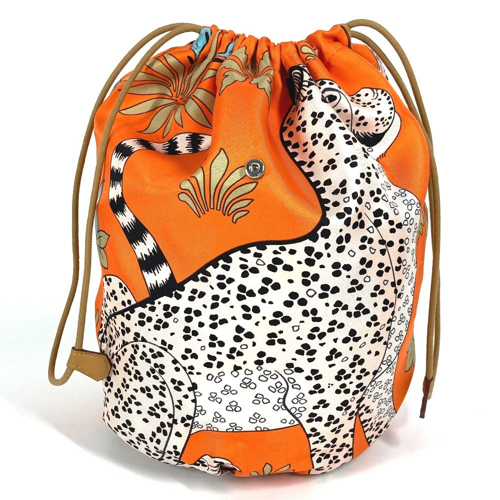 HERMES Musardine Multi-Pouch, Leopard Print, Silk, Orange, Women's