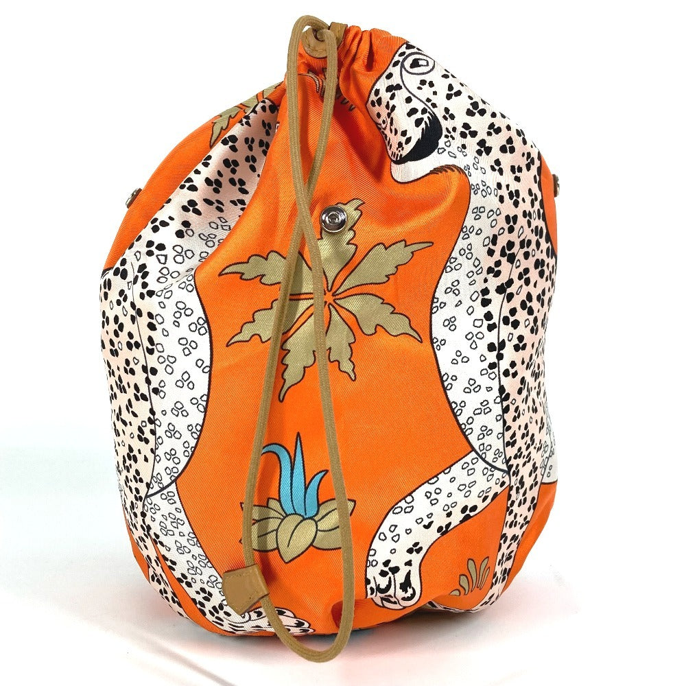 HERMES Musardine Multi-Pouch, Leopard Print, Silk, Orange, Women's