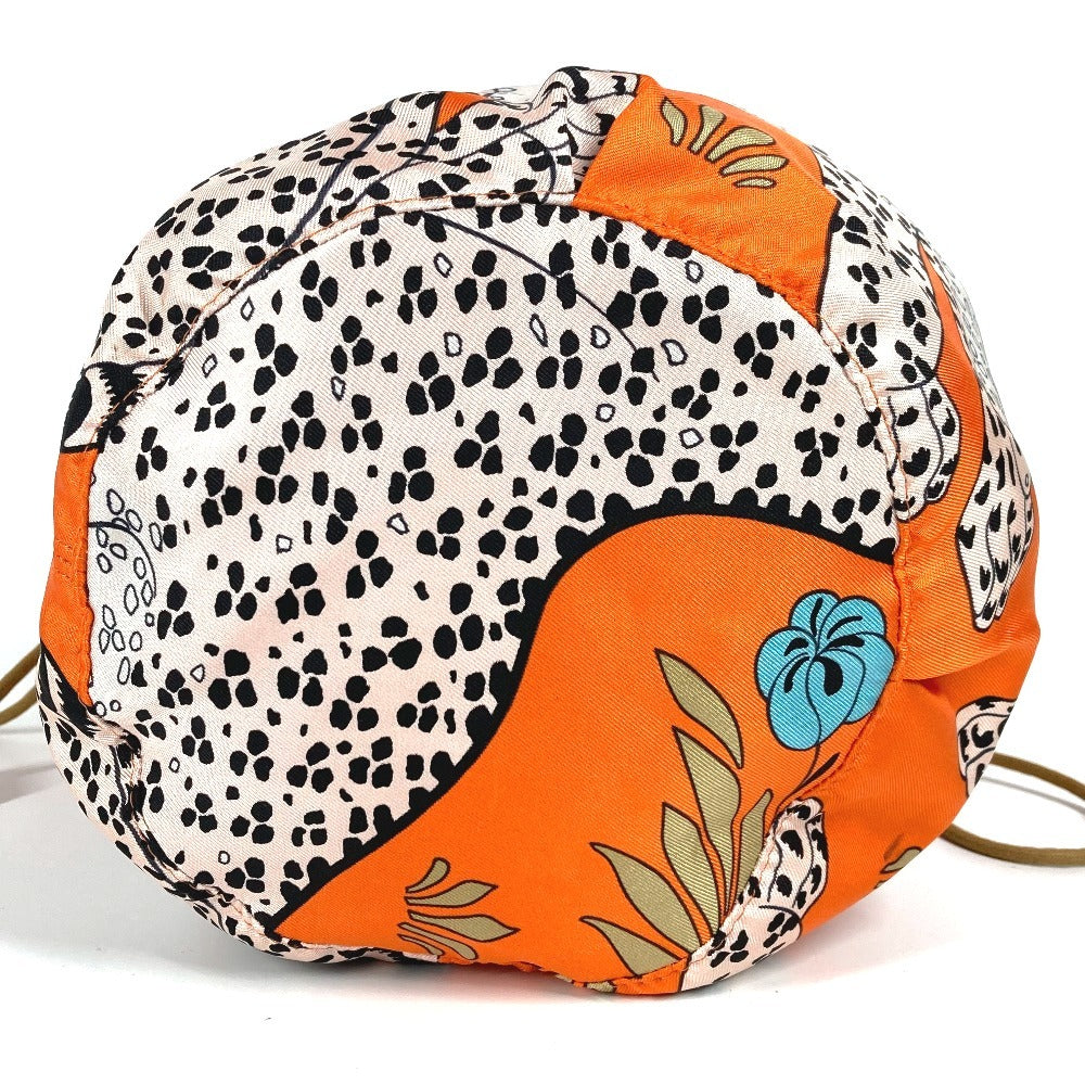 HERMES Musardine Multi-Pouch, Leopard Print, Silk, Orange, Women's