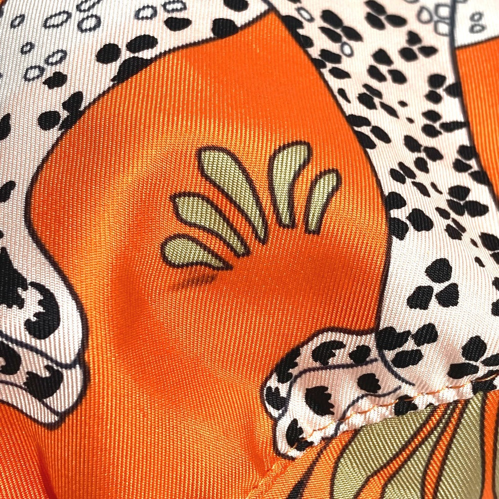 HERMES Musardine Multi-Pouch, Leopard Print, Silk, Orange, Women's