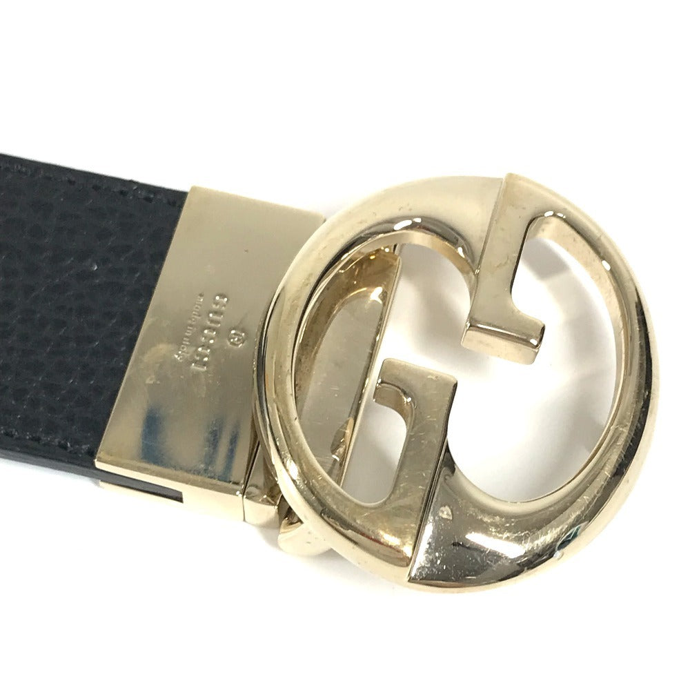 GUCCI 450000 Double G GG Logo Belt for Bottoms, Buckle, Leather, Men's, Black