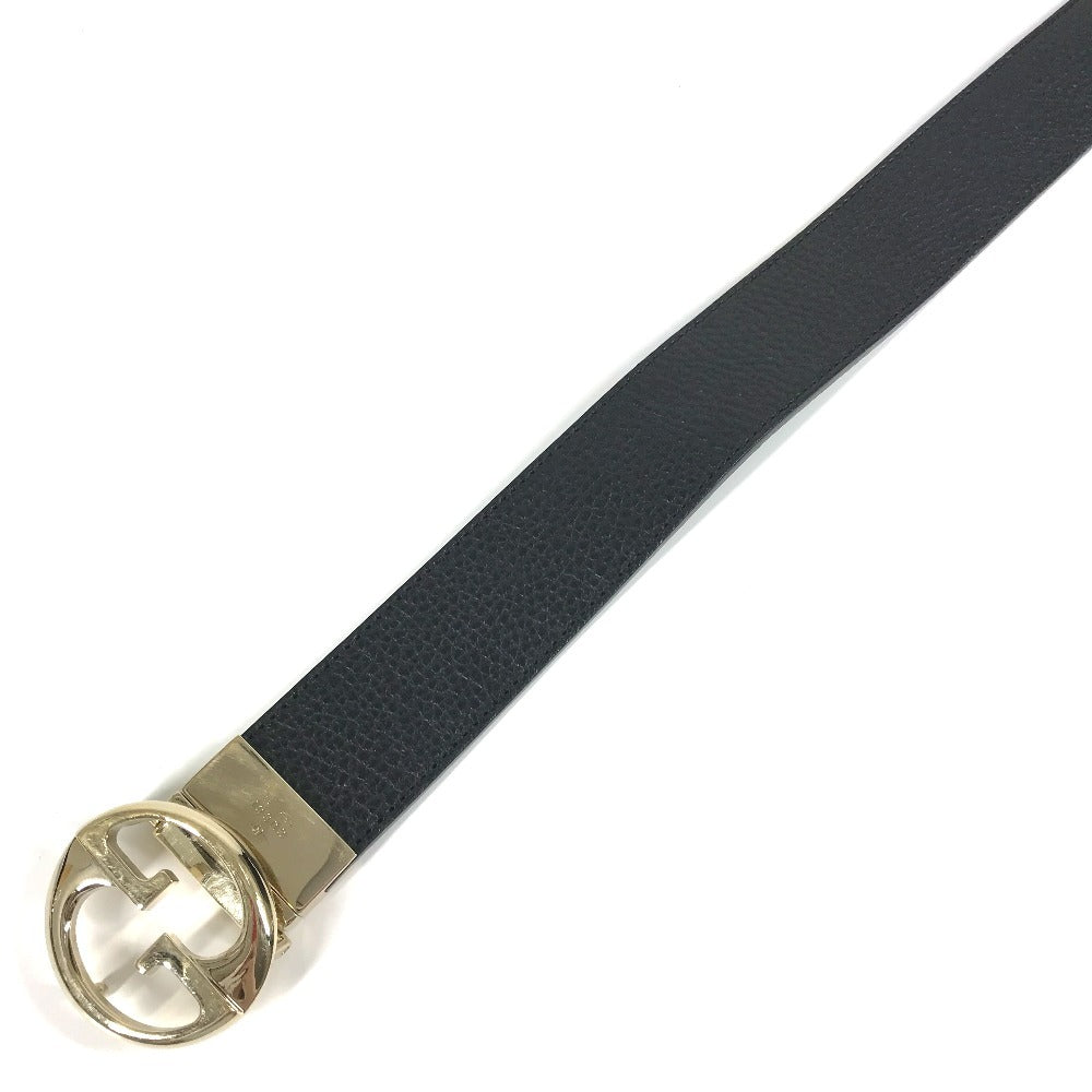 GUCCI 450000 Double G GG Logo Belt for Bottoms, Buckle, Leather, Men's, Black