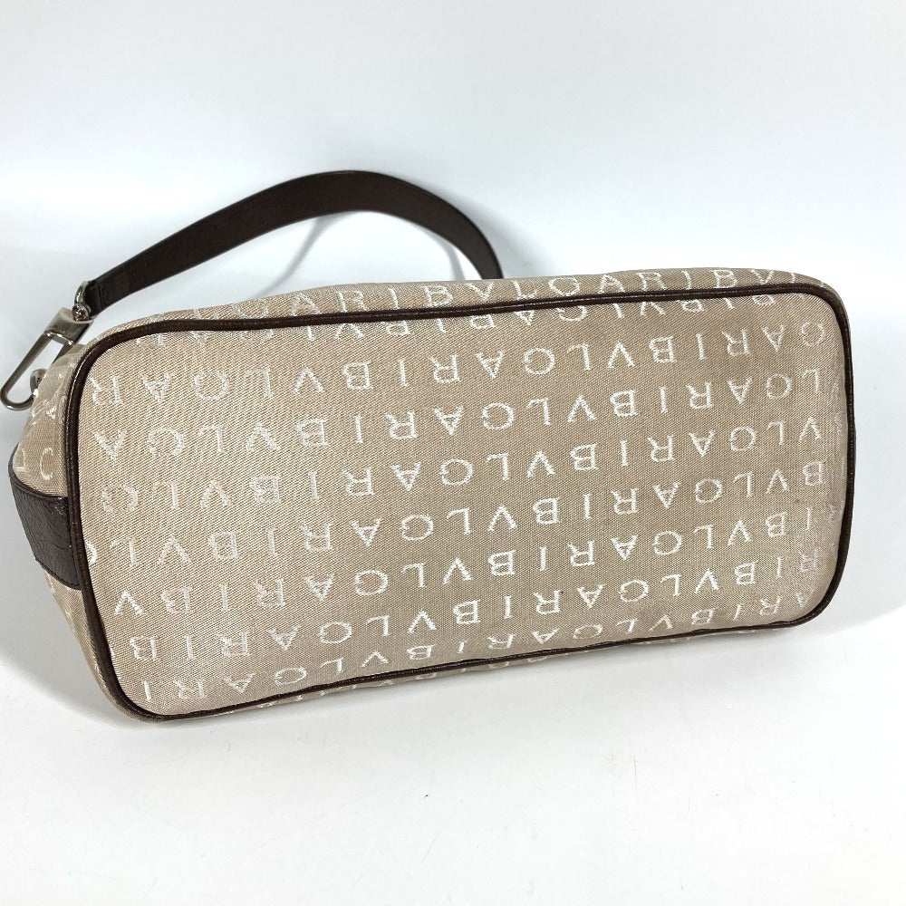 BVLGARI ロゴマニア ブルガリブルガリ カバン 肩掛け ショルダーバッグ レザー/キャンバス レディース ベージュ