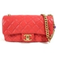 CHANEL AS2380 CC Coco Mark Matelasse Jeweled Double Chain Bag, Crossbody Bag, Flap Shoulder Bag, Lambskin, Women's, Red