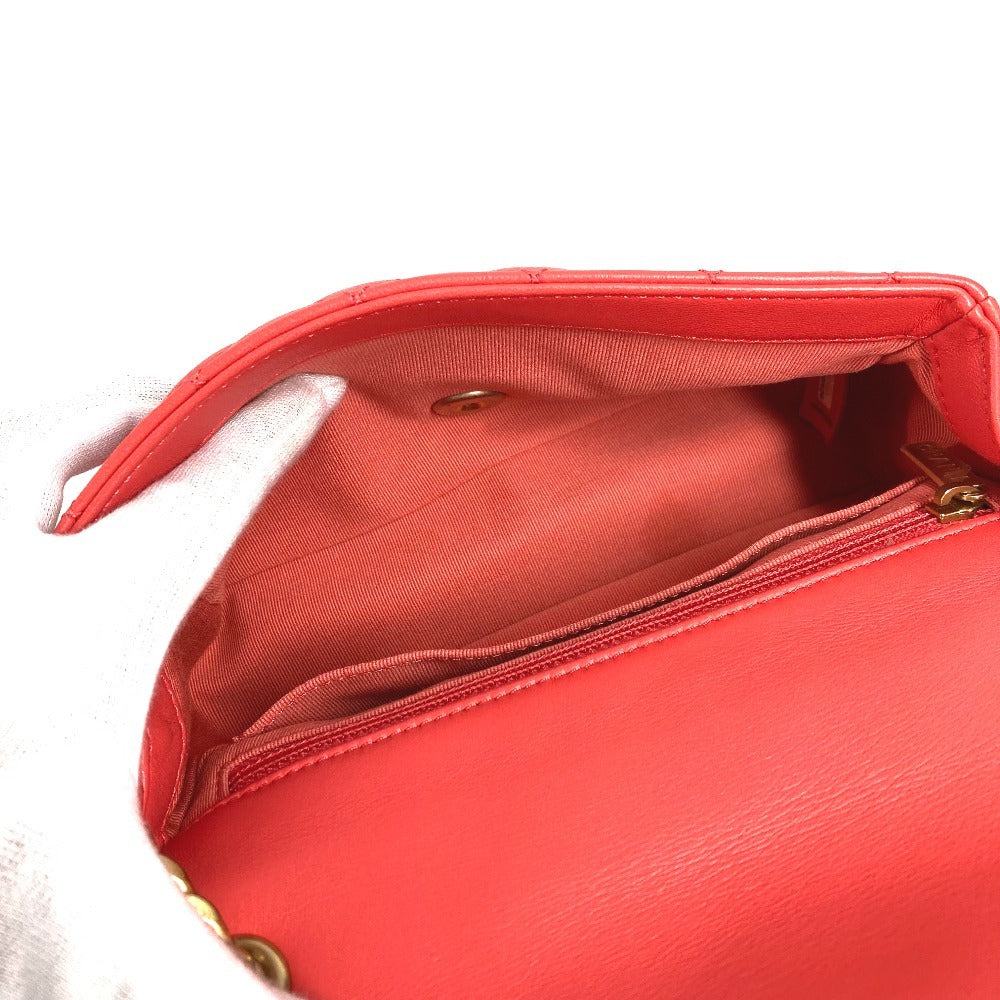 CHANEL AS2380 CC Coco Mark Matelasse Jeweled Double Chain Bag, Crossbody Bag, Flap Shoulder Bag, Lambskin, Women's, Red