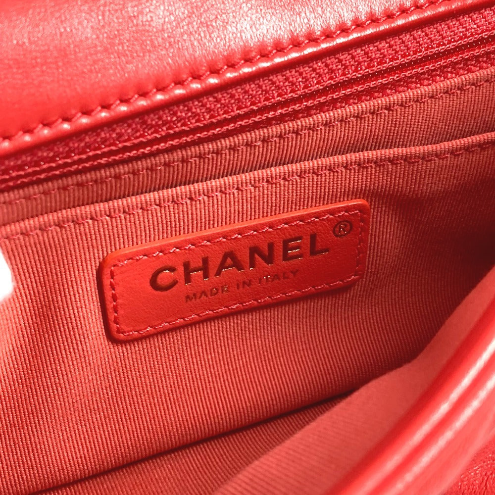 CHANEL AS2380 CC Coco Mark Matelasse Jeweled Double Chain Bag, Crossbody Bag, Flap Shoulder Bag, Lambskin, Women's, Red