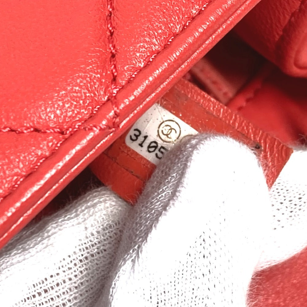 CHANEL AS2380 CC Coco Mark Matelasse Jeweled Double Chain Bag, Crossbody Bag, Flap Shoulder Bag, Lambskin, Women's, Red