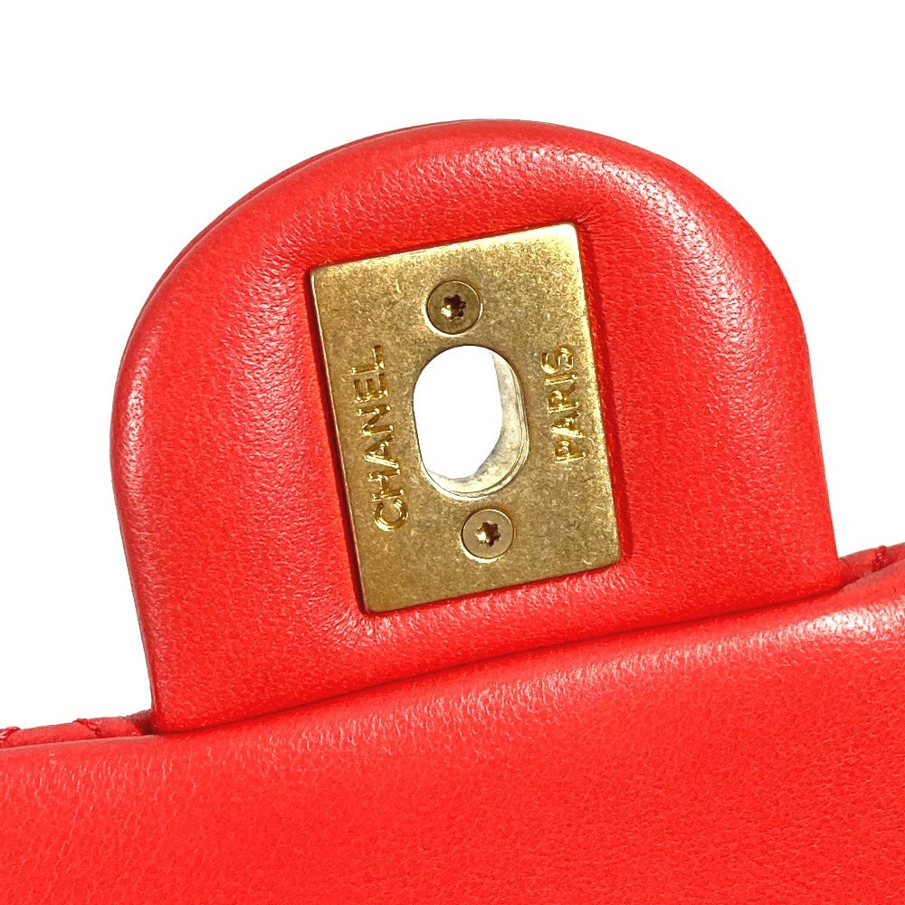 CHANEL AS2380 CC Coco Mark Matelasse Jeweled Double Chain Bag, Crossbody Bag, Flap Shoulder Bag, Lambskin, Women's, Red