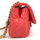 CHANEL AS2380 CC Coco Mark Matelasse Jeweled Double Chain Bag, Crossbody Bag, Flap Shoulder Bag, Lambskin, Women's, Red