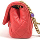 CHANEL AS2380 CC Coco Mark Matelasse Jeweled Double Chain Bag, Crossbody Bag, Flap Shoulder Bag, Lambskin, Women's, Red
