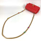 CHANEL AS2380 CC Coco Mark Matelasse Jeweled Double Chain Bag, Crossbody Bag, Flap Shoulder Bag, Lambskin, Women's, Red