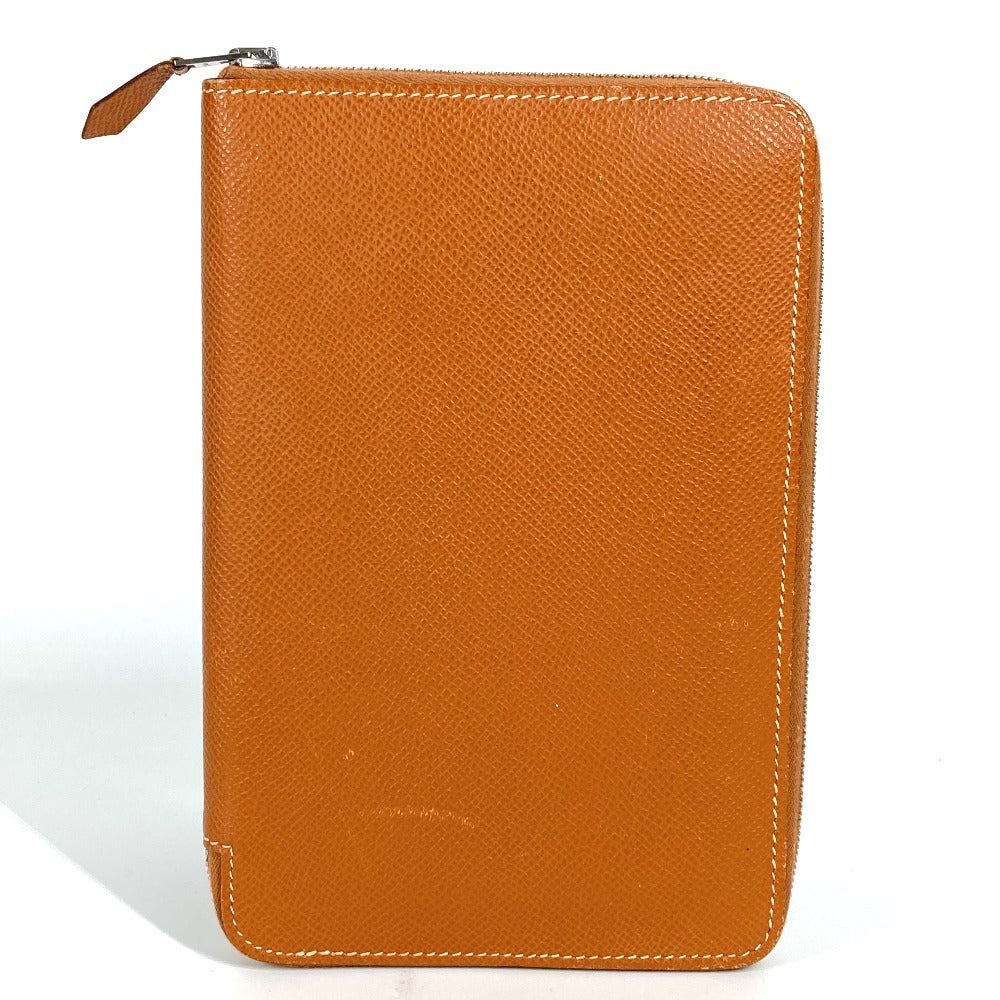 HERMES Azap Combine Long Wallet with Round Zipper Travel Case, Leather, Unisex, Gold