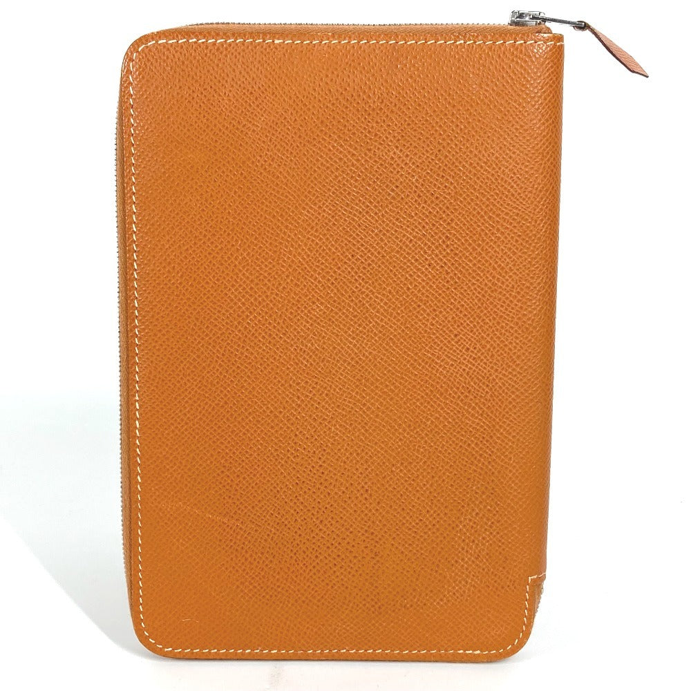 HERMES Azap Combine Long Wallet with Round Zipper Travel Case, Leather, Unisex, Gold