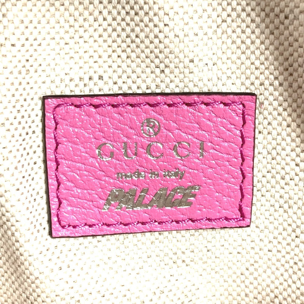 GUCCI Palace GG Supreme logo wallet with zip-around closure, coin purse, and multi-purpose pouch in GG Supreme canvas. Unisex, pink. 723144