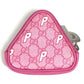 GUCCI Palace GG Supreme logo wallet with zip-around closure, coin purse, and multi-purpose pouch in GG Supreme canvas. Unisex, pink. 723144