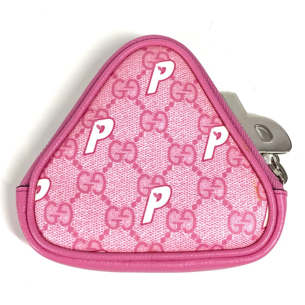 GUCCI Palace GG Supreme logo wallet with zip-around closure, coin purse, and multi-purpose pouch in GG Supreme canvas. Unisex, pink. 723144