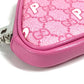 GUCCI Palace GG Supreme logo wallet with zip-around closure, coin purse, and multi-purpose pouch in GG Supreme canvas. Unisex, pink. 723144