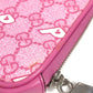 GUCCI Palace GG Supreme logo wallet with zip-around closure, coin purse, and multi-purpose pouch in GG Supreme canvas. Unisex, pink. 723144